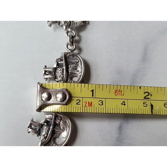 925 Sterling Silver Noah's Ark Toggle Closure Bracelet Vintage - Picture 10 of 10
